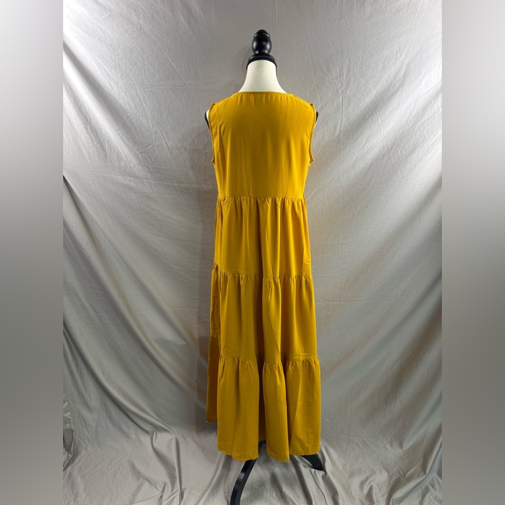 LAST ONE 🔥 Boho V Neck Ruffle Hem Smock Dress Yellow * - Picture 7 of 7